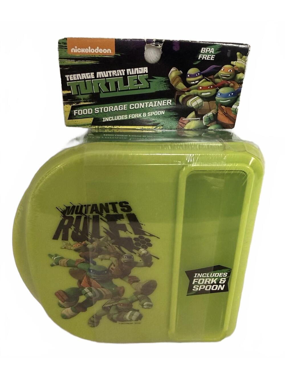 Teenage Mutant Ninja Turtles Sandwich Container W/ Fork & Spoon 2015 Viacom